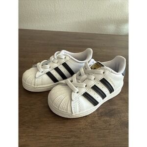Adidas Superstar CF Size 6K Toddler Ortholite Black & White NEW